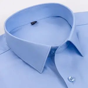 Camicie da <span class=keywords><strong>uomo</strong></span> con elastico modale a manica lunga abito formale da ufficio traspirante bianco <span class=keywords><strong>nero</strong></span> senza rughe tinto in filo per la stagione autunnale - Product Image 6