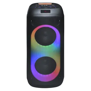Caja de potencia 80W gran Partybox altavoz Llama luz con control remoto y soporte de micrófono inalámbrico DJ Karaoke Altavoz