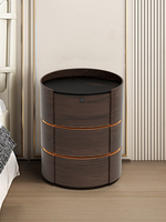 Mesa de Noche Redonda Pequeña de Madera Maciza, Moderna y de Lujo, con 3 Cajones, para Dormitorio, Sala de Estar o Apartamento, Superventas
