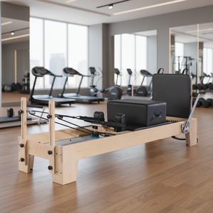 Reformer Pilates Classique avec Cadre en Bois d'Érable et Rails en Acier pour Salles de Sport à Domicile pour l'Entraînement de la Force du Core - Product Image 1