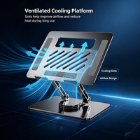 Support Ergonomique Portable, Base Rotative à 360° ° Refroidissement ventilé, hauteur réglable, 17 pouces, ordinateurs et tablettes