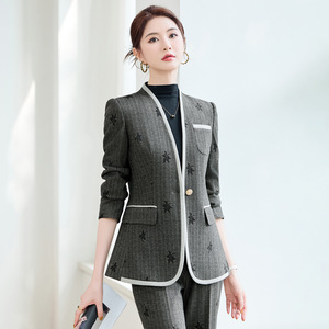Women's <b>Wool</b> Suit Set With Embroidered Pattern Winter Casual Workwear - Product Image 2