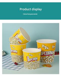 Popcorn Pattern Fast Food Packaging Single Wall <b>Disposable</b> Coated Paper <b>Cups</b> with Cmyk Print and Custom Logo Bucket - Product Image 5