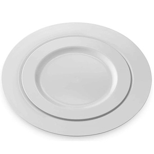 Lot de 100 assiettes jetables robustes BST de 7,5 et 10,25 pouces, durables, rondes, blanches, pour dîner et salade, parfaites pour Thanksgiving - Product Image 2