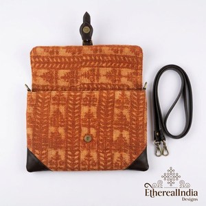 Mustard Block Print Sling <b>Bag</b> Wholesale Handmade Crossbody Messenger Purse Leather Strap <b>Boho</b> Shoulder <b>Bag</b> Export India - Product Image 2