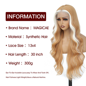 Perruques frontales sans colle 13x4 pour femmes, effet vague d'eau, ondulées, bouclées, avec ligne de cheveux naturelle, bonnet ajustable, cheveux synthétiques - Product Image 2