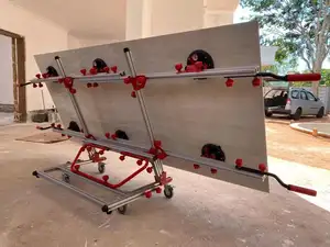 Large Format Tile Carry System With 8 Inch Vacuum Suction Cups Cross Bar And Universal Wheel Ceramic Tile Handling Lifter Tools