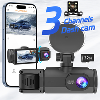 Caméra de tableau de bord de voiture à trois canaux 1080P, interconnexion mobile WiFi, vision nocturne, enregistreur vidéo DVR pour voiture