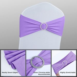 <strong>Elastic</strong> Spandex Chair <strong>Bows</strong> with Buckles - Stretchable for Banquet Party <strong>Weddings</strong> - Product Image 4