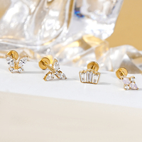 Bijoux Toposh G23 Titane ASTM F136 Bijoux de Piercing Corporel Lèvre Nez Push Pin Anneau de Labret Boucle d'Oreille