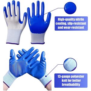Guantes de seguridad para el trabajo, de látex, texturizados, antideslizantes, de cobertura completa, para jardinería, construcción, almacén, talla grande - Product Image 3
