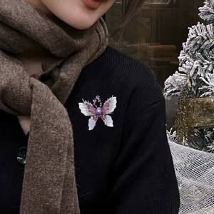 เข็มกลัดแฟชั่นหรูหราสไตล์ฝรั่งเศส รูปผีเสื้อหลากสีสัน ประดับด้วยน้ำทะเล ดีไซน์แบบยุคกลาง ประดับปกเสื้อ  งานออกแบบใหม่ - Product Image 4