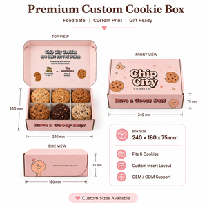 กล่องของขวัญบราวนี่แบบลูกฟูกสำหรับร้านเบเกอรี่และแบรนด์ขนมหวาน กล่องบรรจุภัณฑ์คุกกี้แบบกำหนดเองพร้อมตัวแบ่งช่อง 6 ช่อง - Product Image 4