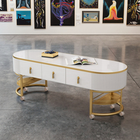 Nordique Moderne Simple Lumière De Luxe Table Basse Ins Célébrité Roulant Table D'appoint pour Petit Appartement Panneau De Verre Économique