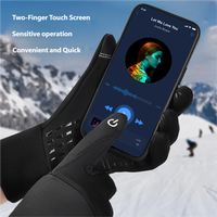 Guantes de Ciclismo de Invierno Unisex, Resistentes al Viento, Impermeables, Forrados con Forro Polar Cálido, Pantalla Táctil, Antideslizantes, de Cuero, Dedos Completos, Estilo Pull-On