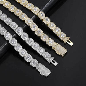 Gioielleria Hiphop in <span class=keywords><strong>argento</strong></span> <span class=keywords><strong>925</strong></span> Sterling Bling ghiacciato VVS Moissanite Rock Candy Square <span class=keywords><strong>catena</strong></span> da Tennis per donna <span class=keywords><strong>uomo</strong></span> partito - Product Image 3