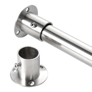 Supporto per Tubo <span class=keywords><strong>Armadio</strong></span> in Acciaio Inossidabile Satinato, Staffa di Fissaggio per Asta Appendiabiti, Supporto Terminale a Flangia - Product Image 1