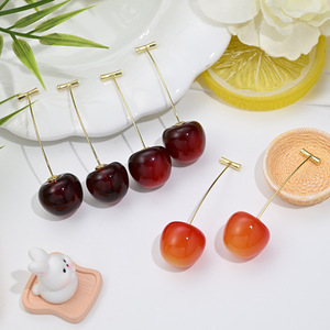 Vente chaude Rouge Cerise Mode Boucles D'oreilles Fête De Mariage Premium Cadeaux Mignon Fruit Cerise Boucles D'oreilles Charme Bijoux pour Femmes - Product Image 2