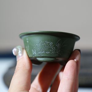 Miniature Bonsai <b>Pot</b> Green <b>Clay</b> Antique Style Thumb Sized Planter - Product Image 3