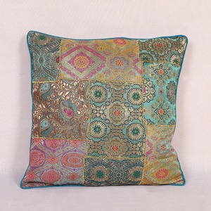 ปลอกหมอนอิงลายผ้าไหมราเมะสีน้ำเงิน หรูหรา สไตล์วินเทจ ลายพืช พิมพ์ดิจิทัล ซิปปิด ขนาด 45x45 ซม. ผ้าผสมเรยอน ซักได้ สินค้าใหม่ - Product Image 2