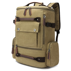 Mochila de lona vintage caqui de ocio barata uso múltiple Mochila deportiva grande de viaje mochila escolar - Product Image 5