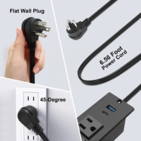 Table de chevet avec prise de courant encastrée USB C, station de charge de bureau avec 2 prises de courant américaines USBA+USB-C