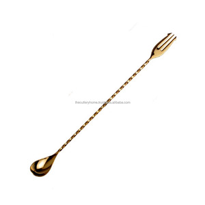 Latón dorado brillante Oro Pulido Mango largo hecho a mano Barra Cuchara Diseño de ramita Cubiertos Barra Cuchara - Product Image 5