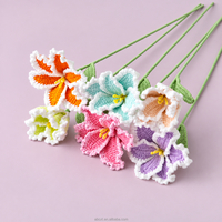 Tige de fleur au crochet faite à la main, en fil coloré, fleur éternelle, tige florale artificielle pour bouquet, vase, décoration intérieure, cadeau, vente en gros