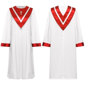 Túnicas de Coro Personalizadas con Logotipo Bordado y Estola en Forma de V <span class=keywords><strong>para</strong></span> Iglesia, <span class=keywords><strong>Bautizo</strong></span>, Oficiante Religioso - Product Image 5