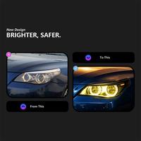 Pour BMW Série 5 E60 2003-2010, ensemble de phares à LED Angel Eye bicolores style M5