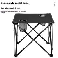 Table de pique-nique d'extérieur pliable et moderne ultra-légère, cadre en fer Oxford, portable pour 2 personnes, camping, barbecue, loisirs
