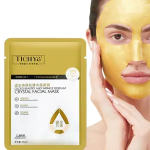 Mascarilla facial Coreana de cristal de colágeno de oro de 24K, hidratante y reafirmante para aclarar la piel, líneas finas, mascarilla facial antiarrugas