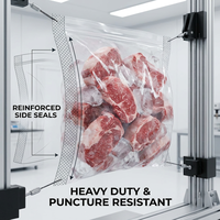 Sac refermable de qualité alimentaire sans BPA, format quart, pour le stockage des aliments dans la cuisine, avec panneau transparent pour inscription