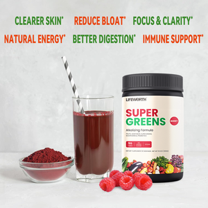 LIFEWORTH Marque privée Superfood <span class=keywords><strong>Fruit</strong></span> <span class=keywords><strong>Vegetable</strong></span> Fiber Multivitamin Mixed Berry Super Greens <span class=keywords><strong>Powder</strong></span> - Product Image 2