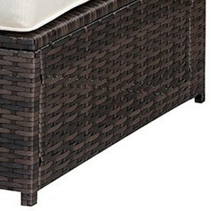 Corduroy Frame Tufted Patio Side Chair with Cushioned <b>Seating</b> Ivory & Espresso Brown Memory <b>Foam</b> for Apartment & Hotel Use - Product Image 2