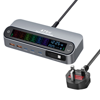Siap Stok Layar LCD Blok 5-Port USB C Charging Station Desktop Dengan Kabel Retractable untuk Laptop 470W Gan Charger