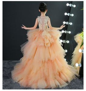 Vestido de Lujo para Niñas, Estilo Princesa, con Apliques de Encaje, Cuentas, Tul en Capas y Flores, para Bodas y Actuaciones - Product Image 3