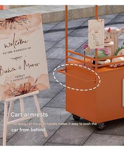 <span class=keywords><strong>Chariot</strong></span> alimentaire robuste en acier pour événements commerciaux, stands promotionnels, centres commerciaux et marchés de parcs - Product Image 5