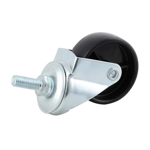 Roulettes à vis en PP noir de 3 pouces sans frein, roulements à billes, robustes, modernes, pour chariots industriels - Product Image 1