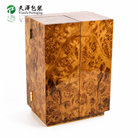 Coffret Cadeau en Bois de Burl à Double Porte pour Bouteille de Whisky, Carafe Personnalisée de Luxe Faite à la Main avec Finition Mate, Coffret de Présentation