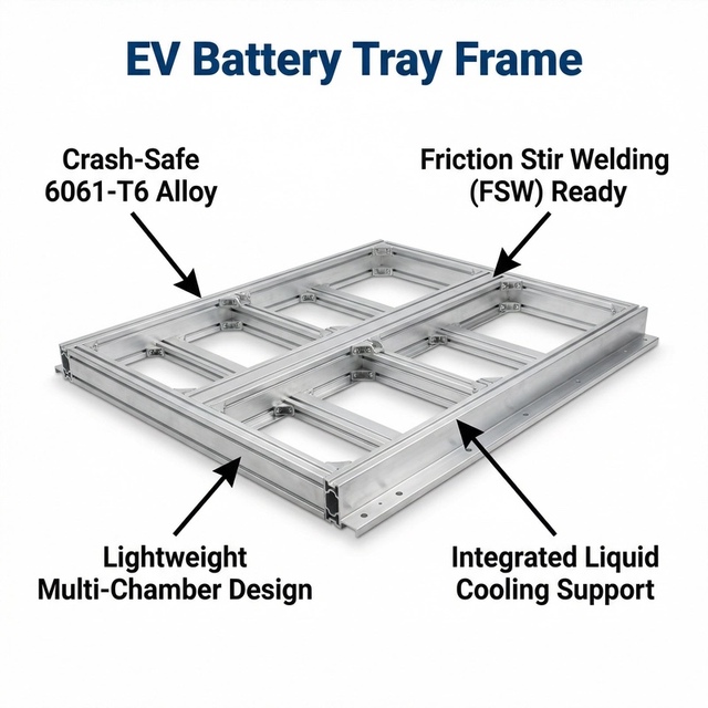 EV Battery Tray Frame 6061-T6 Aluminum Extrusion FSW Ready