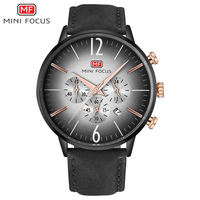 Reloj Cronógrafo para Hombre con Correa de Cuero de Gamuza, Esfera con Degradado, Números Grandes, Visualización de Fecha, Reloj de Pulsera de Cuarzo para Negocios