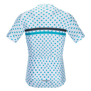Cyan Polka Dot Printed <b>Cycling</b> Jersey Short Sleeve Full Zip Quick Dry Breathable Bike Top with Custom Logo & Pattern Available - Product Image 2