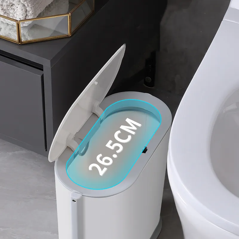 Cestino sanitario frontale in plastica Touchless separazione a secco e a umido cestino della spazzatura personalizzato per il bagno di casa