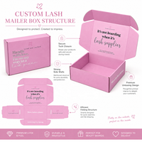 Boîtes d'expédition en carton ondulé rose argenté personnalisées pour emballages de cosmétiques, de rouges à lèvres, avec logo