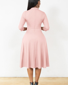 Autumn Elegant <strong>Women's</strong> 3/4 Sleeve V Neck a Line Midi <strong>Dress</strong> Slim Fit Knee Length Solid Color Casual Work Party <strong>Dresses</strong> for Ladies - Product Image 2