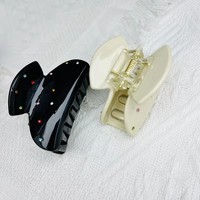Pince à cheveux de luxe Fanxing avec logo personnalisé, en acétate, décorée de strass, accessoires colorés pour cheveux