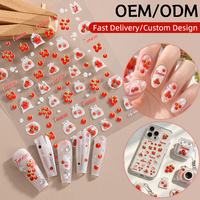 Autocollants pour ongles en relief 5D OEM ODM, motif tomate mignon, imperméables, pour commande en gros