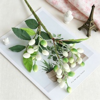 Branche d'olivier artificielle à 3 branches en tissu de soie, tige de fève d'acacia, décoration de Noël, mariage, Nouvel An