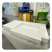 Vasque de salle de bain en acrylique massif moderne, personnalisée en usine en Chine, antibactérienne, écologique, certifiée CE, finition nickel